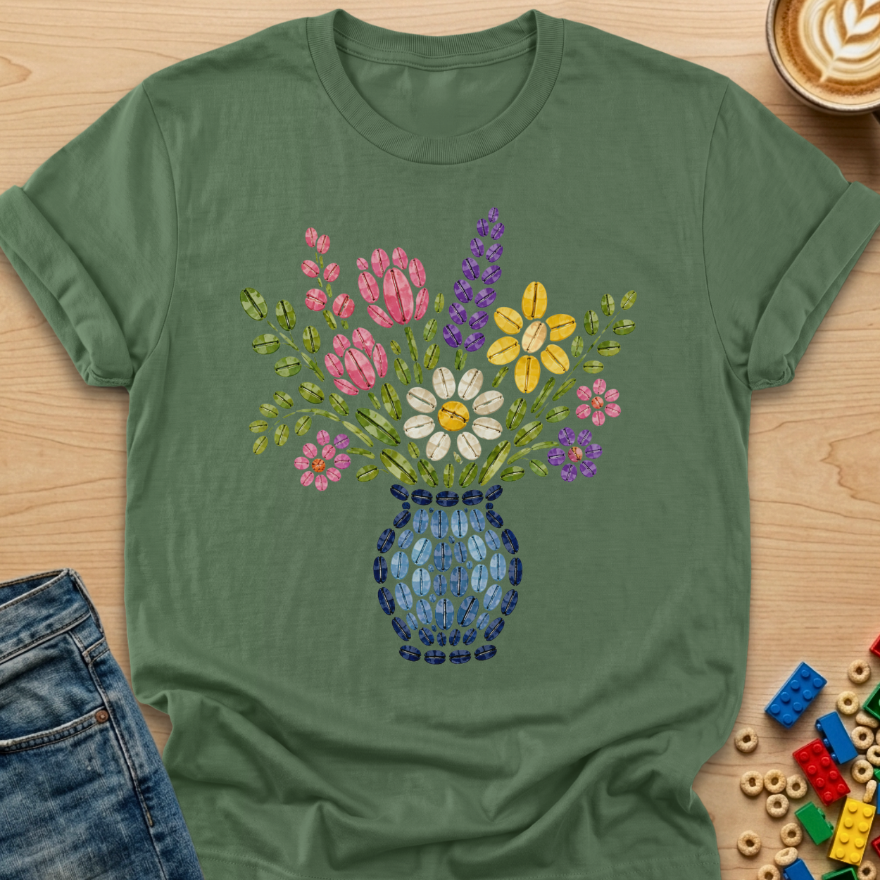 Coffee Bean Spring Bouquet Vase T-shirt
