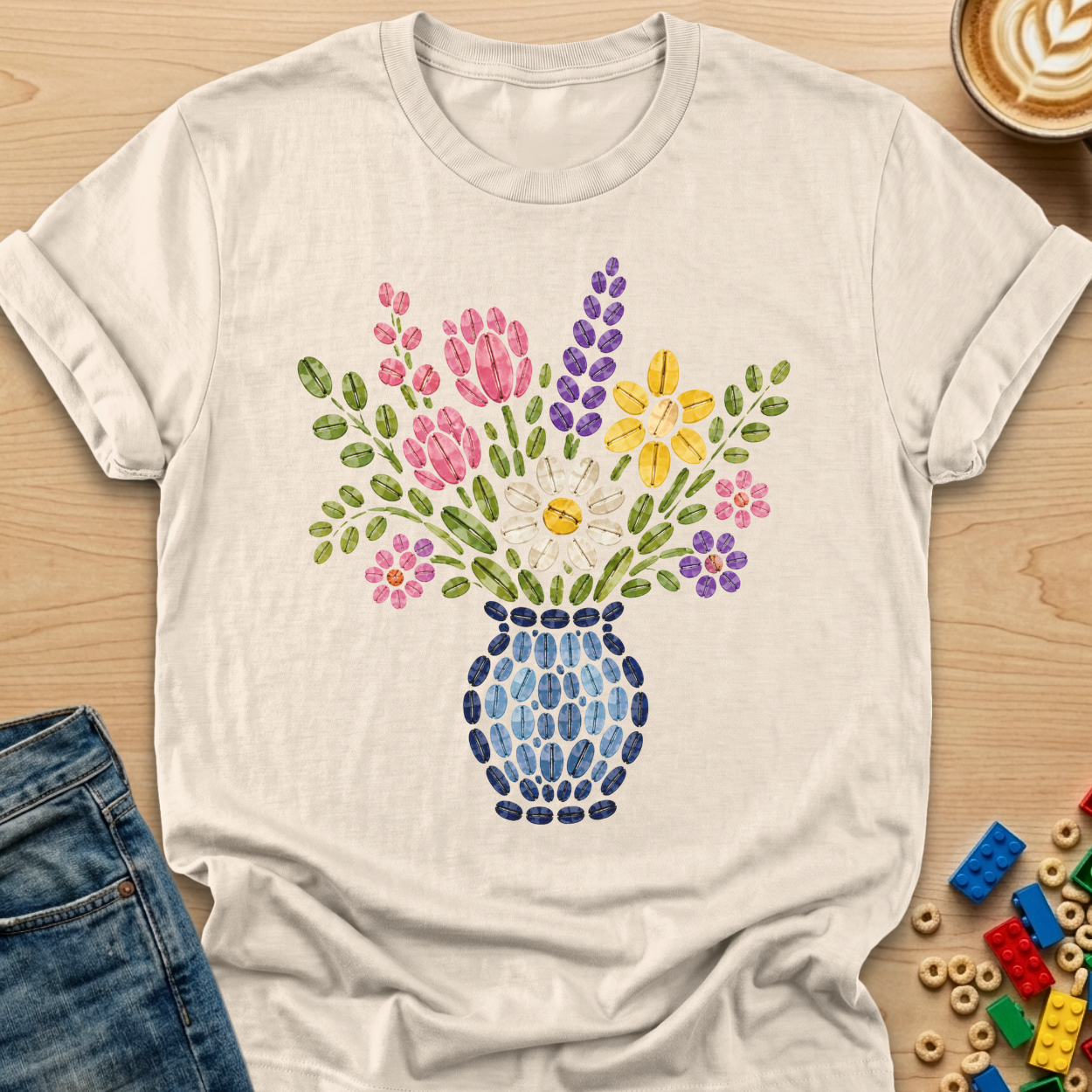 Coffee Bean Spring Bouquet Vase T-shirt