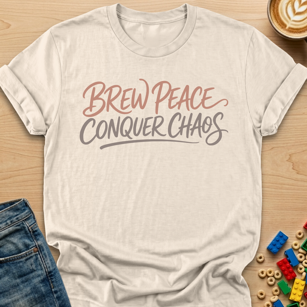 Brew Peace Conquer Chaos Script T-shirt