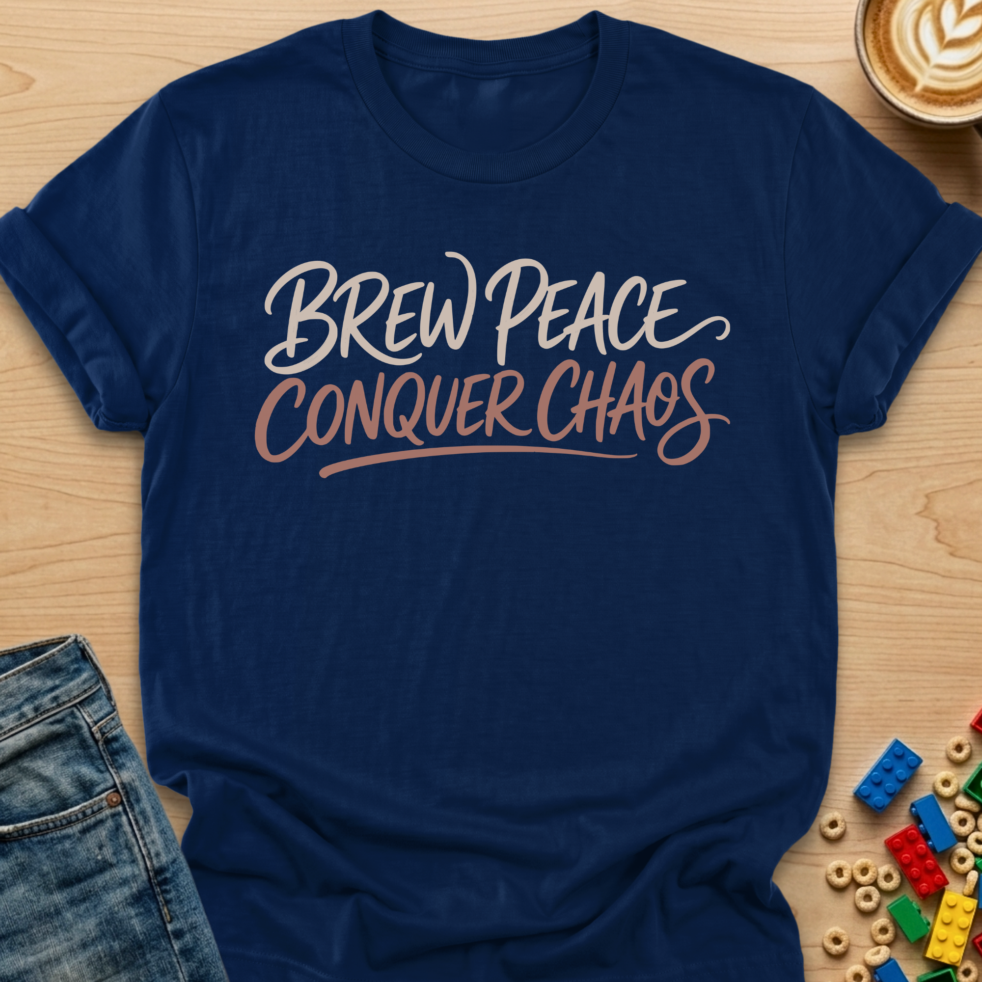 Brew Peace Conquer Chaos Script T-shirt