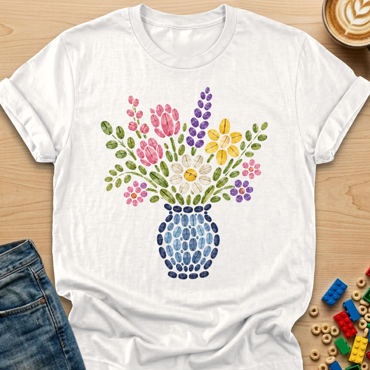 Coffee Bean Spring Bouquet Vase T-shirt