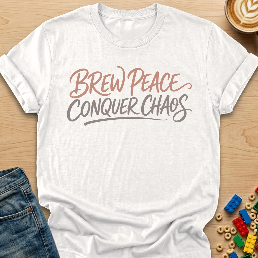 Brew Peace Conquer Chaos Script T-shirt